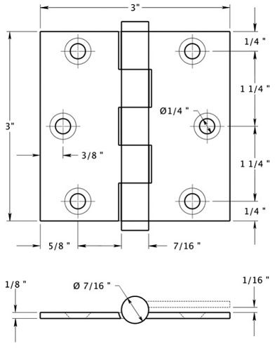 Deltana DSB3 Square Hinge