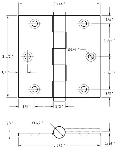 Deltana DSB35 Square Hinge