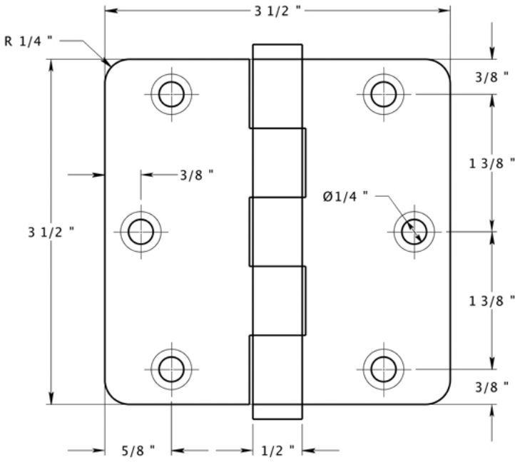 Deltana DSB35R4 1/4" Radius Hinge