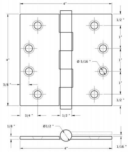 Deltana DSB4 Square Hinge