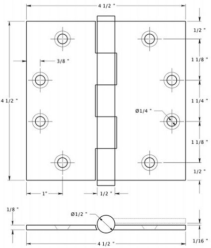 Deltana DSB45 Square Hinge