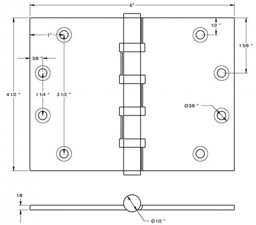 Deltana DSB4560BB Ball Bearing Hinge
