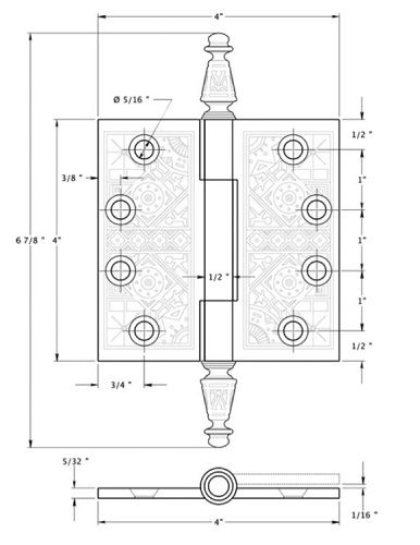 Deltana DSBP44 Ornate Hinge