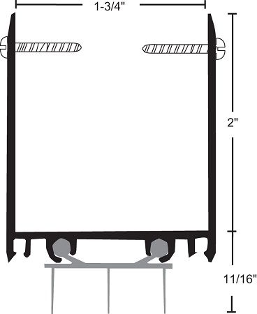 92T Door Shoe, U Shaped Aluminum with 2" Kickplate