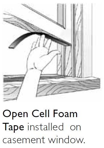 Foam Weatherstripping Tape by Pemko on Casement Windows