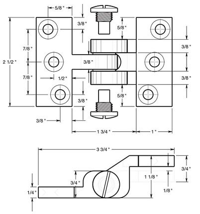 Deltana SBIH2510 Intermediate Hinge, Solid Brass