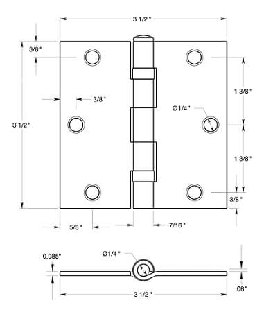 Deltana Ball Bearing 5 Knuckle Hinge