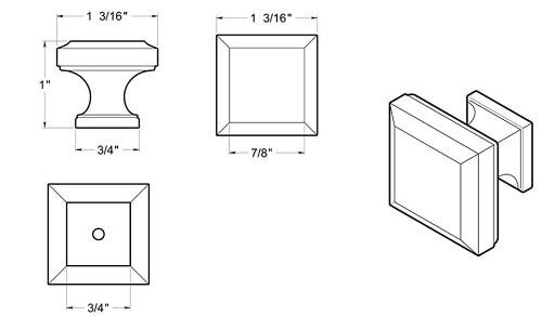 Deltana KS10 Square Decorative Cabinet Knob