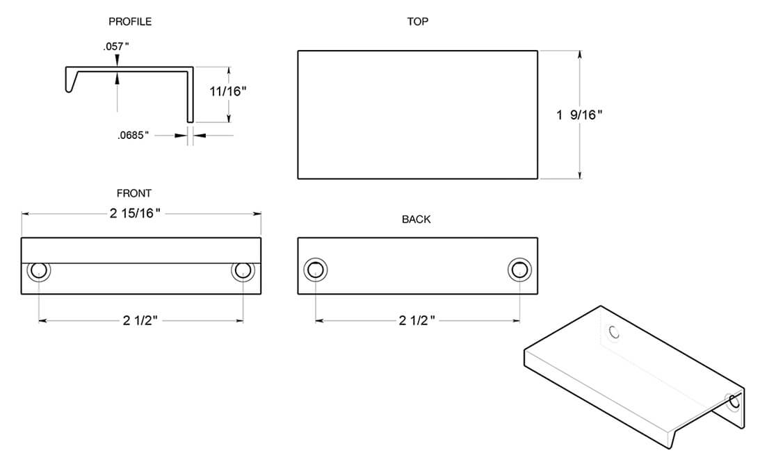 Deltana MP21516 Angle Cabinet Pull